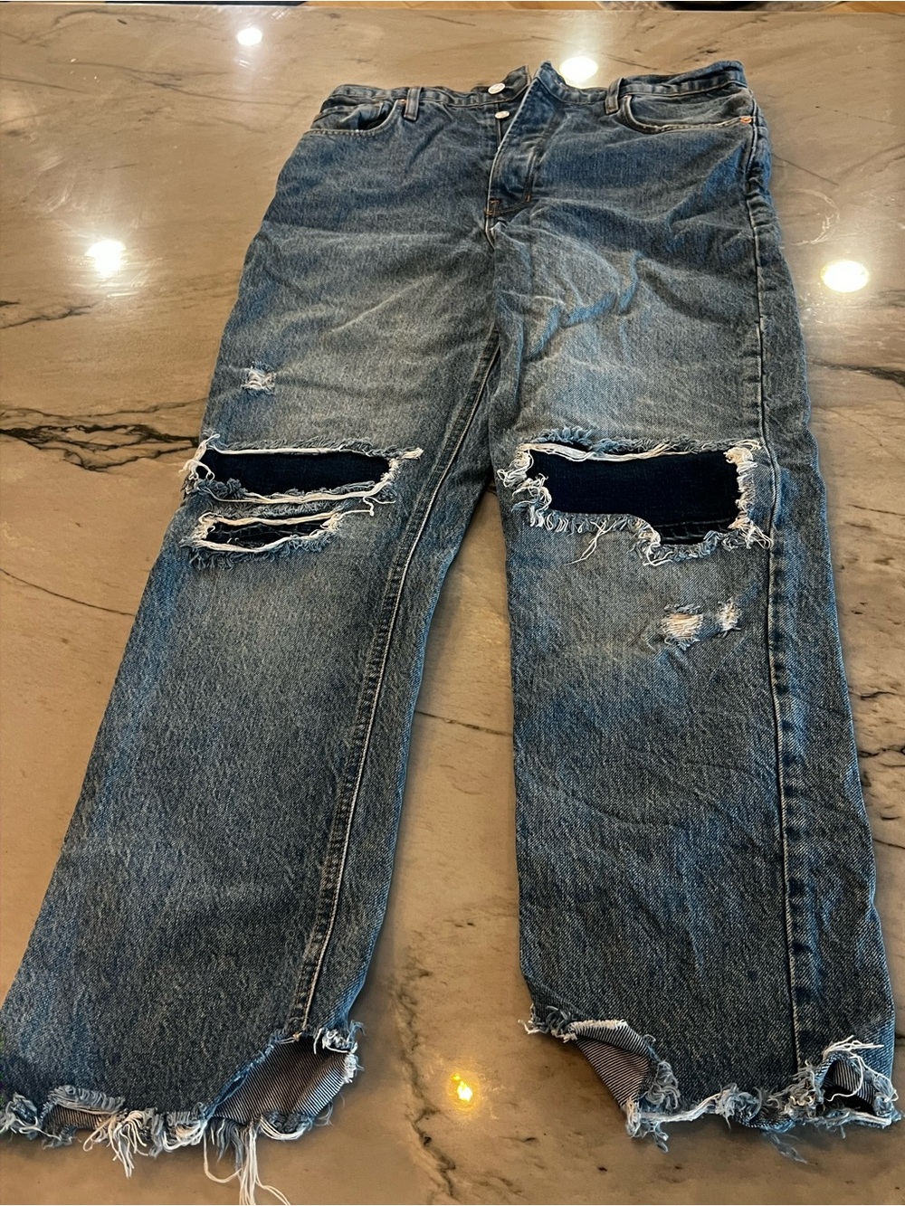 Free People patchwork boyfriend jeans